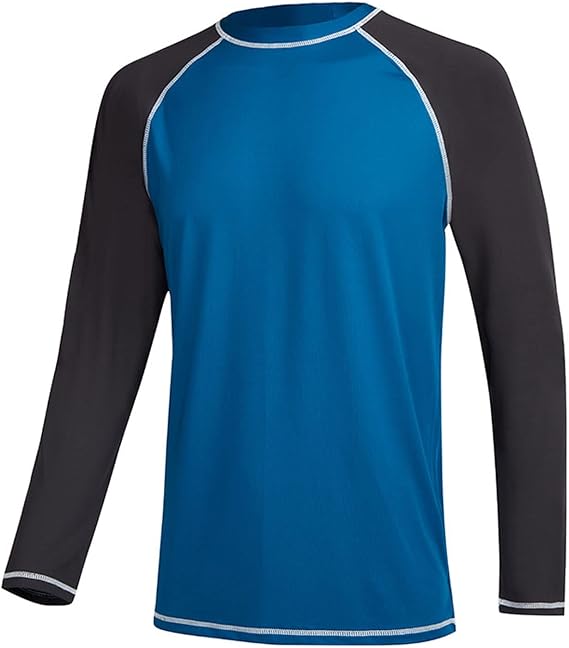 Men's Long Sleeve Swim Shirts Rashguard UPF 50+ UV Sun Protection Shirt Athletic Workout Running Hiking T-Shirt Swimwear