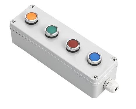 Multiple Specifications with Button Switch Box Emergency Stop Start Switch Alarm self-Locking Motor Control Box Customization (Color : 4)