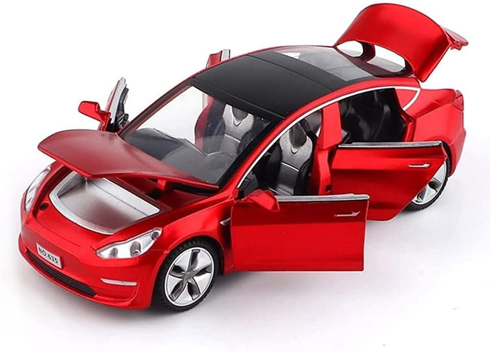 132 Model 3 Diecast Car Toy Model 3 Replica, Scale Alloy Model 3 Toy Car Pull Back Model 3 Collectible Model 3 Toy Vehicles, Mini Model 3 Play Car for Kids Birthday Xmas Gift Red