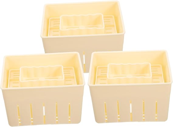 Ciieeo 3pcs Tofu Press Mould Set Food-Grade Plastic Tofu Maker with Lid DIY Cheese Press Tool for Home Use Bean Curd Presser for Kitchen Cooking