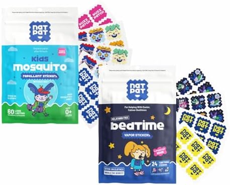 NATPAT BuzzPatch and SleepyPatch Bundle - 48 Mosquito Patches and 24 Sleep Promoting Stickers - The Original Non-Toxic, Chemical Free, Natural Relief for Insect Bites and Sleep Support
