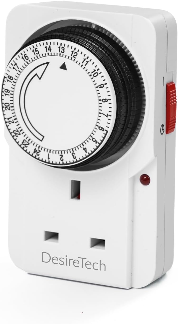 Plug-in Timer Switch, 24 Hour Segment Timer, Light Timer Plug Socket to Control Appliances Up to 3120W, Home Security Timer, Deters Burglars, Automatic OnOff, Energy-Saving 7x7x11.5 cm