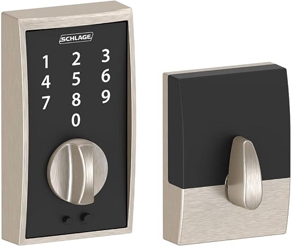 SCHLAGE CAM Touch Keyless Touchscreen Electronic Deadbolt Lock, Bright Brass