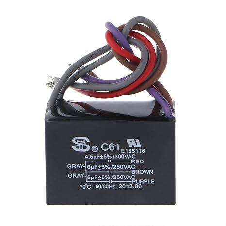 CBB61 Ceiling Fan Capacitor 4.5uf+6uf+5uf 250V AC 50/60Hz Rectangular Aluminum Plastic Capacitor