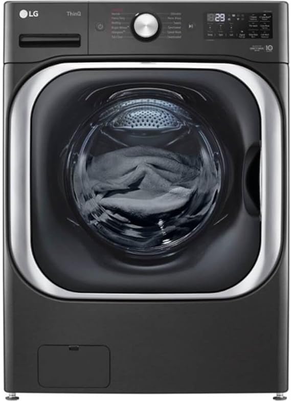 LG 5.2 cu. Ft Stackable Smart Front Load Washer in Black Steel with Steam & Turbowash Technology