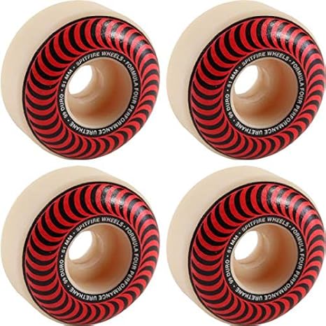 Spitfire Wheels Formula Four Classic Swirl White w/Red Skateboard Wheels - 51mm 99a (Set of 4)