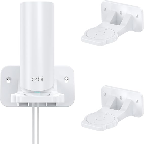 XLTTYWL® Wall Mount for Netgear Orbi & Nighthawk WiFi 7, White, 2 Pack | Fits Orbi 360/370/870/970 & Nighthawk WiFi 7 (RBEWMB-10000S), Durable ABS, Space-Saving Design, Secure Wall Installation