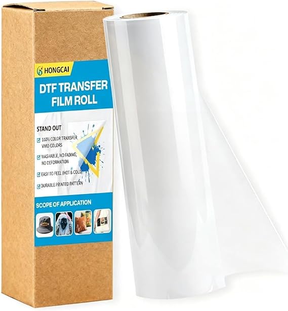 DTF Transfer Film 13 Inch x 164 ft - Double-Sided Matte Pre-Treated PET Heat Transfer Paper, Cold & Hot Peel, for All DTF Inkjet Printers, T-Shirts & Dark/Light Fabrics