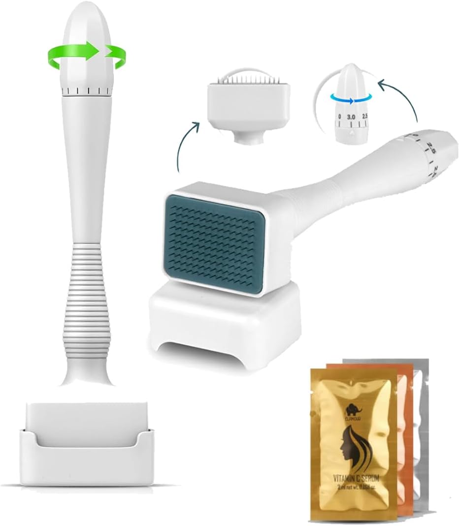 140 Titanyum Iğneli Ayarlanabilir Iğne Ölçülü 0.25-3.0mm Dermastamp -Serum Seti Hediyeli-