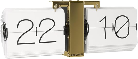 Karlsson KA5601WH Flip Watch No Case White, Brass Metal Stand, White, 8.5 x 36 x 14 cm, Wit