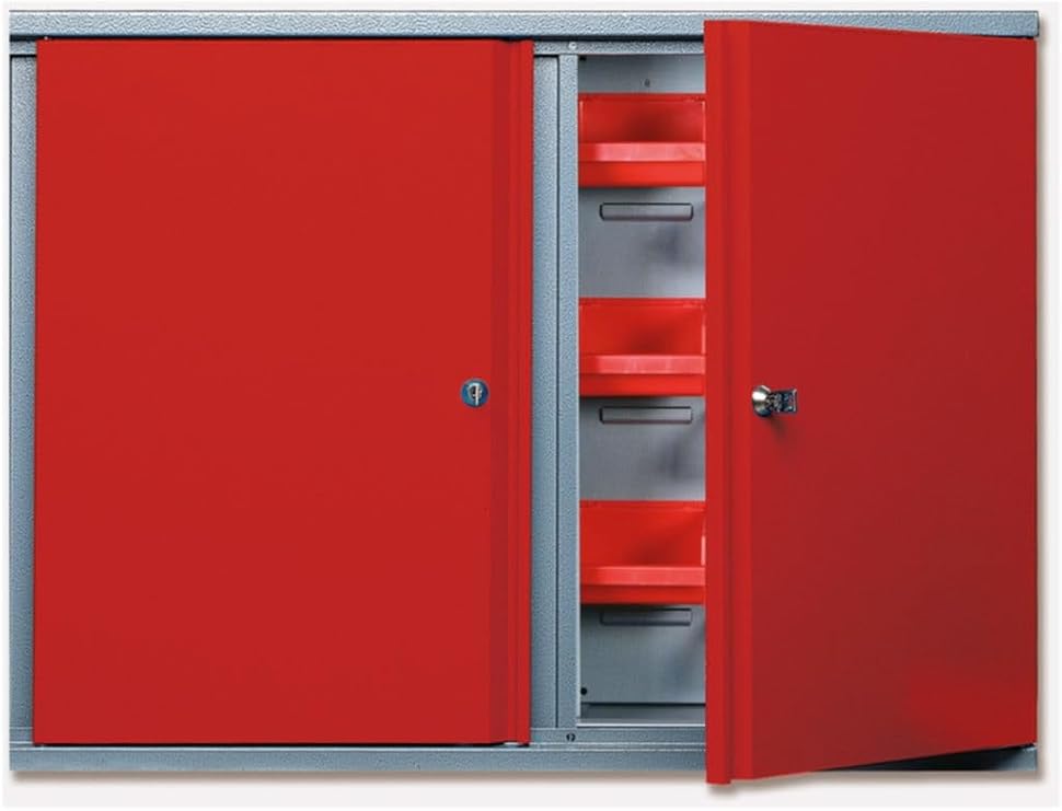 Wisent 2 Kapaklı Anahtarlı Metal Asma El Aleti Dolabı 36 Avadanlıklı Kırmızı 80x60x20 cm