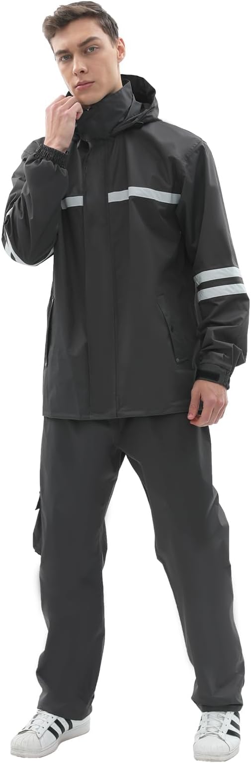 Waterproof Rain Suit for Men Women, Durable Rain Jacket and Pants 2 Piece