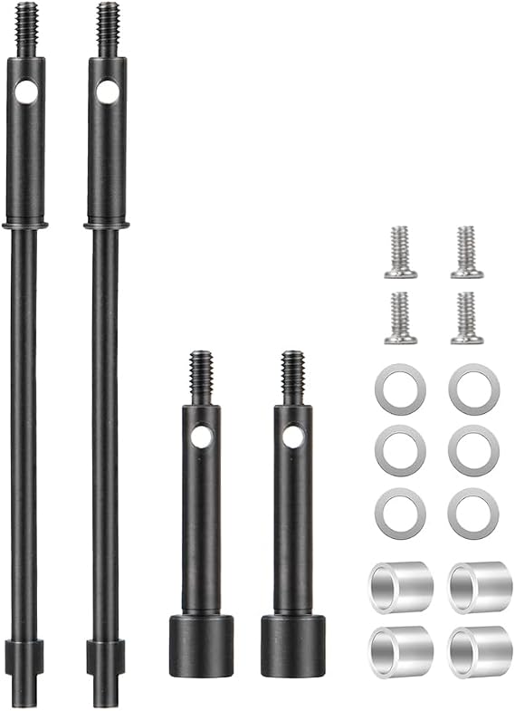 4 Pieces RC Front and Rear CVD Drive Shaft Steel Axle Shafts for 1/24 Axial SCX24 C10 JLU Bronco Gladiator Deadbolt RC Cars