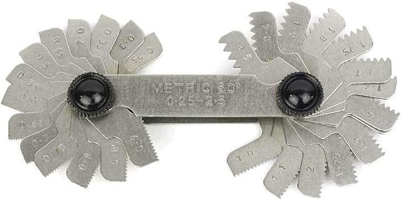 Thread Screw Pitch Gage, 0.25mm to 2.5mm, 28 Leaves - International Metric Standard 60
