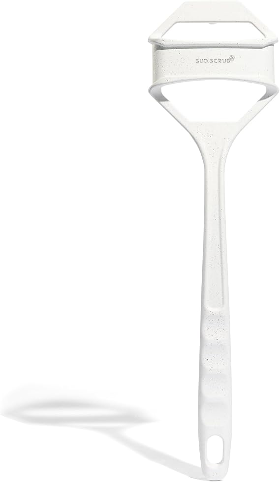Sud Scrub Extender Handle, Back Scrubber Attachment for Silicone Body Scrubber, Shower Scrubber for Body, Long Handled Scrub Brush for Shower, Back Brush for Shower (Speckled White)