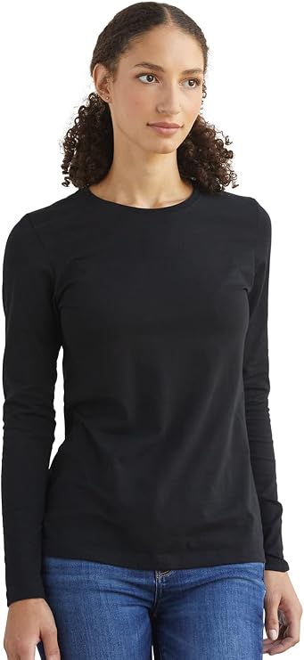 Fair Indigo Women's Organic Pima Cotton Long Sleeve Crew Neck T-Shirt