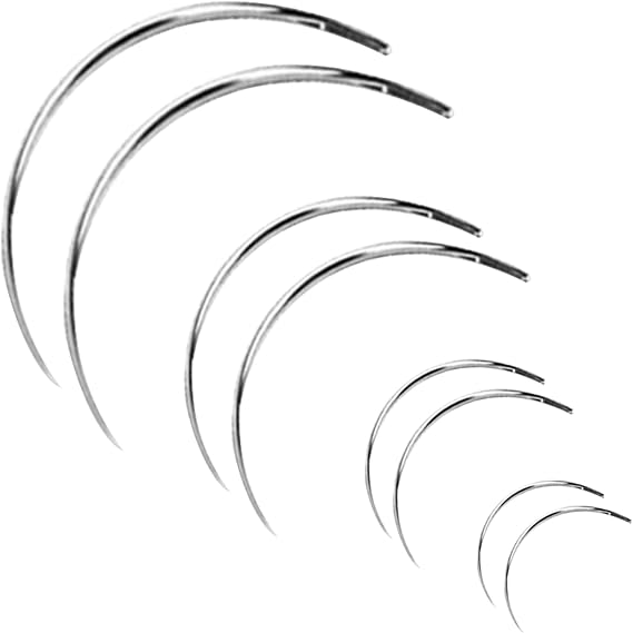 8pcs Curved Needle Set 2" 2.5" 3" 3.5", Heavy Duty Durable Curved Sewing Needle Repair Kit Assorted, Curved Hand