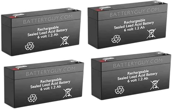 LCR6V1.2P Replacement 6V 1.2Ah SLA Batteries Brand Equivalent (Rechargeable) - Qty of 4