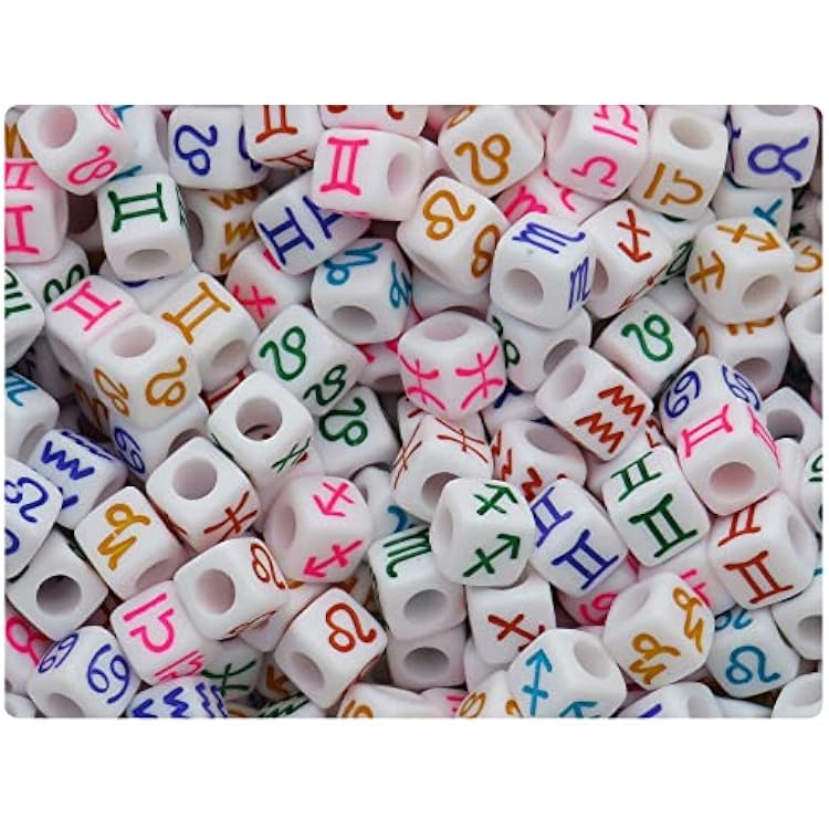 BeadTin White Opaque 7mm Cube Plastic Alpha Beads - Colored Constellations 150pcs
