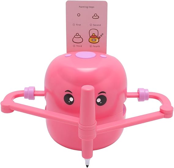 Bewinner Smart Drawing Robot, Interactive Educational Drawing Robot, Montessori Drawing Learning with 100 Word Cards, Art Enlightenment Interactive Early Education, Ages 5+ (Rose Red)