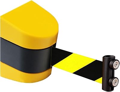 Yellow Shell Magnetic Suction Retractable Belt Barrier, for Crowd Control, 6.69.816.432FT Magnetic Suction Wall Mount Safety Cordon Barrier,Queuing Safety Tape CordonA,10M32FT