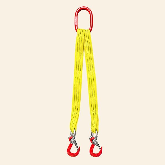 Polyester Lifting Straps Set, 4409LB Polyester Lifting Sling with 2 Hooks, Heavy Duty Two Leg Lifting Straps for Safe Towing and Handling of Cargo(5tons,3m)