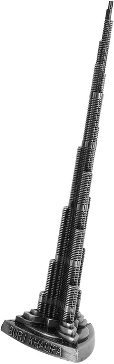 Tower Ornaments, Burj Khalifa Tower Model Alloy Miniature Dubai Model Ornament Arts Craft Office Home Desktop Decor for Bookshelf, Teacher Desk