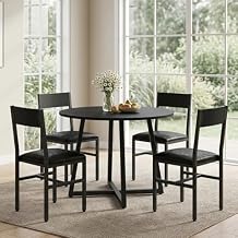 Dining Chairs Set of 4, Upholstered Kitchen Chairs with Ergonomic Backrest & Padded Seat, Metal Legs, Modern Dinner Chair for Kitchen Dining Room, Home, Cafe, Black