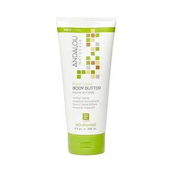 Andalou Naturals Body Butter, Kukui Cocoa Nourishing Body Cream, 8 Oz, Shea Butter, Cocoa Butter & Argan Oil for Dry Skin, Vegan