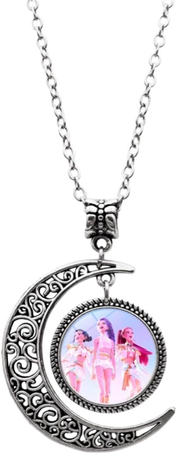 Store KPop Demon Necklace, Moon Pendant Necklace Cosplay Christmas Party Costume Accessories for Fans, Women, Girls