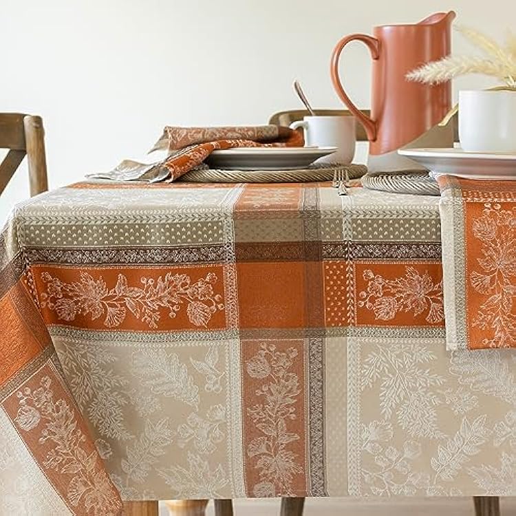 Benson Mills Heirloom Harvest Yarn Dyed Jacquard Fabric Table Cloth, Fall, Harvest and Thanksgiving Tablecloth 52 X 70 Rectangular, Heirloom Harvest