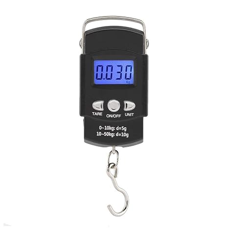 Digital Scale,Luggage Scale 50kg/110lb Portable Electronic LCD Digital Travel Postal Fishing Hook Weight Scale with Tape Measure Hook and Backlit LCD Display