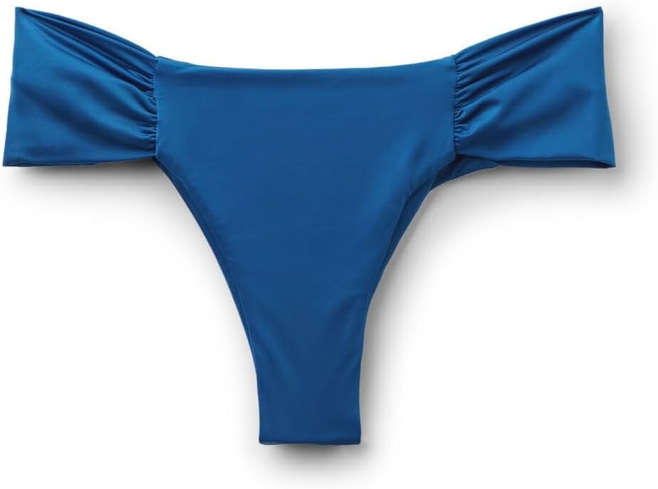 CALZEDONIA Shiny Satin Draped Brazilian Swimsuit Bottom