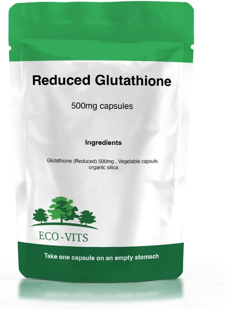 Glutathione Reduced 500mg High Strength 60 Capsules Lighter Skin Amino, Antioxidant Support, Liver Detox & Cleansing, Immune System, Healthy Aging