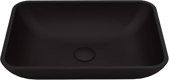 VIGO Sottile 18"L x 13"W x 4"H Over the Counter MatteShellTM Rectangular Vessel Bathroom Sink in Black -VG07110