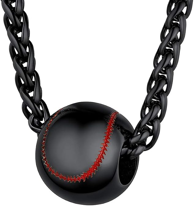 PROSTEEL 316L Stainless Steel 3D Football/Basketball/Volleyball/Baseball/Rugby Ball Cool Necklaces for Men, Sports Players Favors Jewelry, 22inch, Come with Box