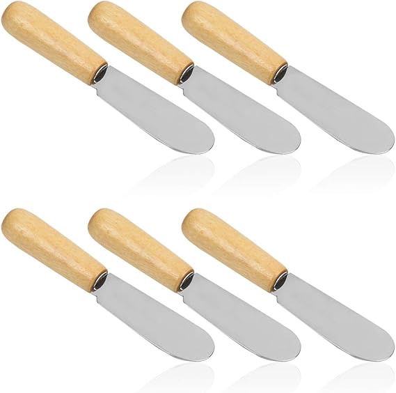 DaKuan Wood Handle Butter Spreader, 4 Inch, Set of 6