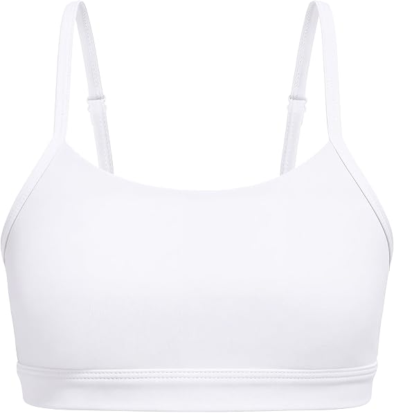 JOCMIC Girls Sports Bra Soft Training Bras with Removable Padding Tank | Light Support, Removable Pads, Yoga, Extremely Soft, Scoop Neck, Adjustable Spaghetti Straps, for Girls