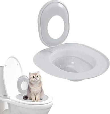 Cat Toilet Seat Training Kit,Removable Pet Toilet Training System,Washable Cleaning Pad for Cats,Reusable Plastic Trainer for Pet Cleaning,Portable Trainer for Home Pet Shop Pet Care Grey