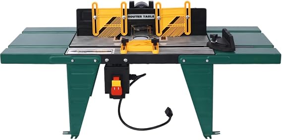Router Table with Fence, Professional Woodworking Table Router for Precision Cutting, Sturdy Aluminum & Steel Construction, Expandable Work Surface (Green)