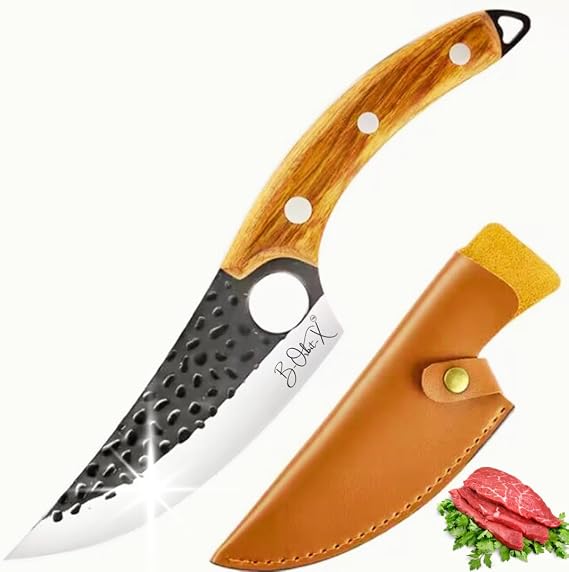 6-Inch Chef Knife Japanese-Style Kitchen Knife with Premium Leather Sheath Precision Cutting Knife for Cooking, Chopping, and Camping