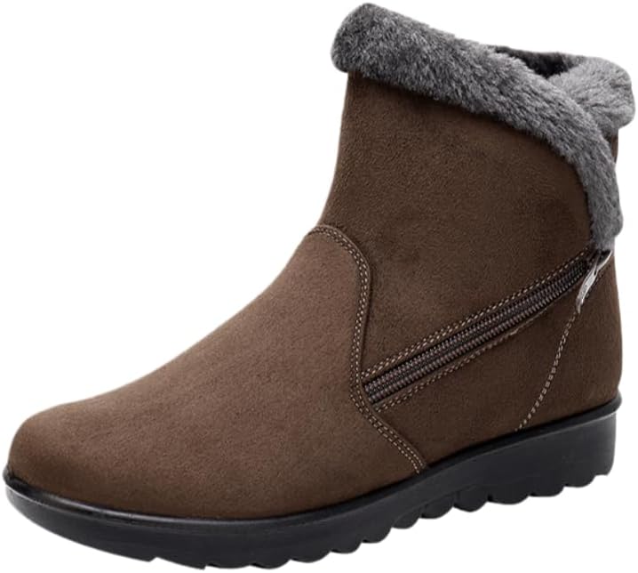 Winter Boots for Women Waterproof: Womens Snow Boots Warm Ankle Fur Lined Booties Insulated Winter Shoes Side Zipper Ankle Boots