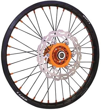 Warp 9 Complete Wheel Kit - Front 21 x 1.60 Black Rim & Spokes/Orange Hub & Nipples for KTM 250 XC-W 2006-2007