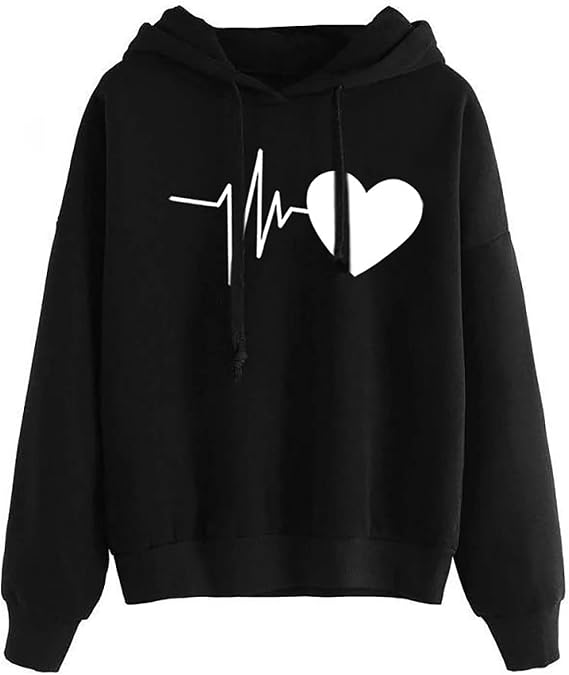 Ceboyel Womens Cute Preppy Sweatshirts Love Heart Graphic Pullover Tops Drawstring Hoodie Trendy s Clothes 2023
