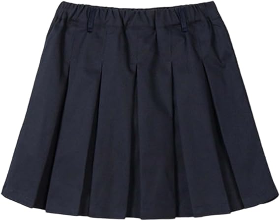 Girls School Uniform Skirts Trendy Pull-on Elastic High Waist Pleated Scooter Skirt Chino Skorts for Teens 5-18Years