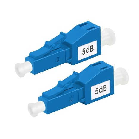 FLYPROFiber- 5dB LC Attenuator | dB Options: 3dB, 5dB, 7dB, 10dB, 15dB, 20dB | LC/UPC SM Single Mode Fixed Fiber Optic Attenuator, Male-Female, 2pack