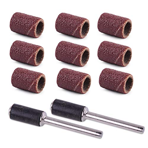 100PCS 14 Sanding Bands Sleeves with 2 Drum Mandrel Rotary Tool for Electric Power Tool DIY 240#