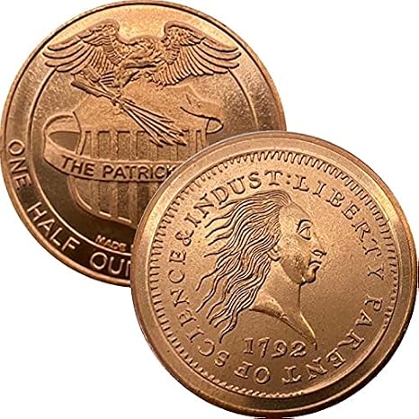 1/2 oz .999 Pure Copper Medallion (1792 Half Dime)
