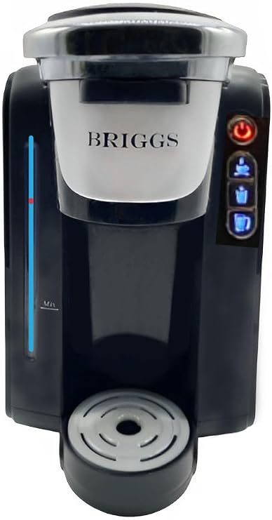 Briggs Single Serve Ground Coffee and Soft Pod Brewer | Eliminate Plastic Cup Waste and Taste | Your own ground coffee or 61mm Soft Pods | Stainless Steel Brew Head | Hot Brew Temperatures