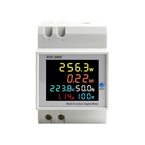 6IN1 Din Rail AC Monitor Voltage Current Power Factor Active KWH Electric Energy Frequency Meter Volt Amp 110V 220V 380V 100A(250-450V Built-in CT)
